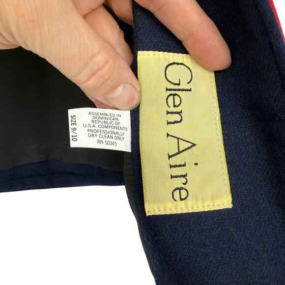 Vintage Navy Red Glen Aire Wool Feel Blazer Sz 9/10 Preppy Y2K 90s Old Money - Picture 11 of 15